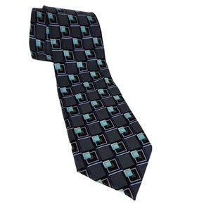 Men's Necktie Giorgio Brutini Collezion Silk Gray Teal Blue Geometric Classy